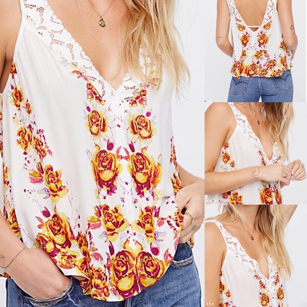 Free People Floral Tank Top